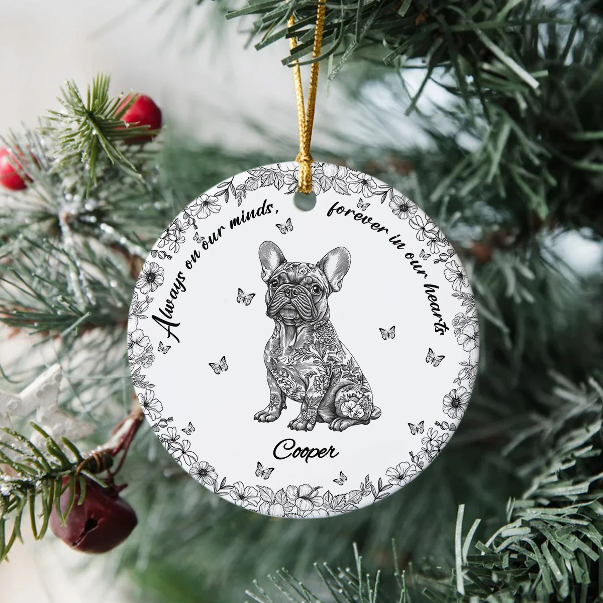 Custom Dog Breeds Not A Day Goes By Memorial Dog Toile De Jouy Style Ceramic Ornament HA75 897124 - Image 3