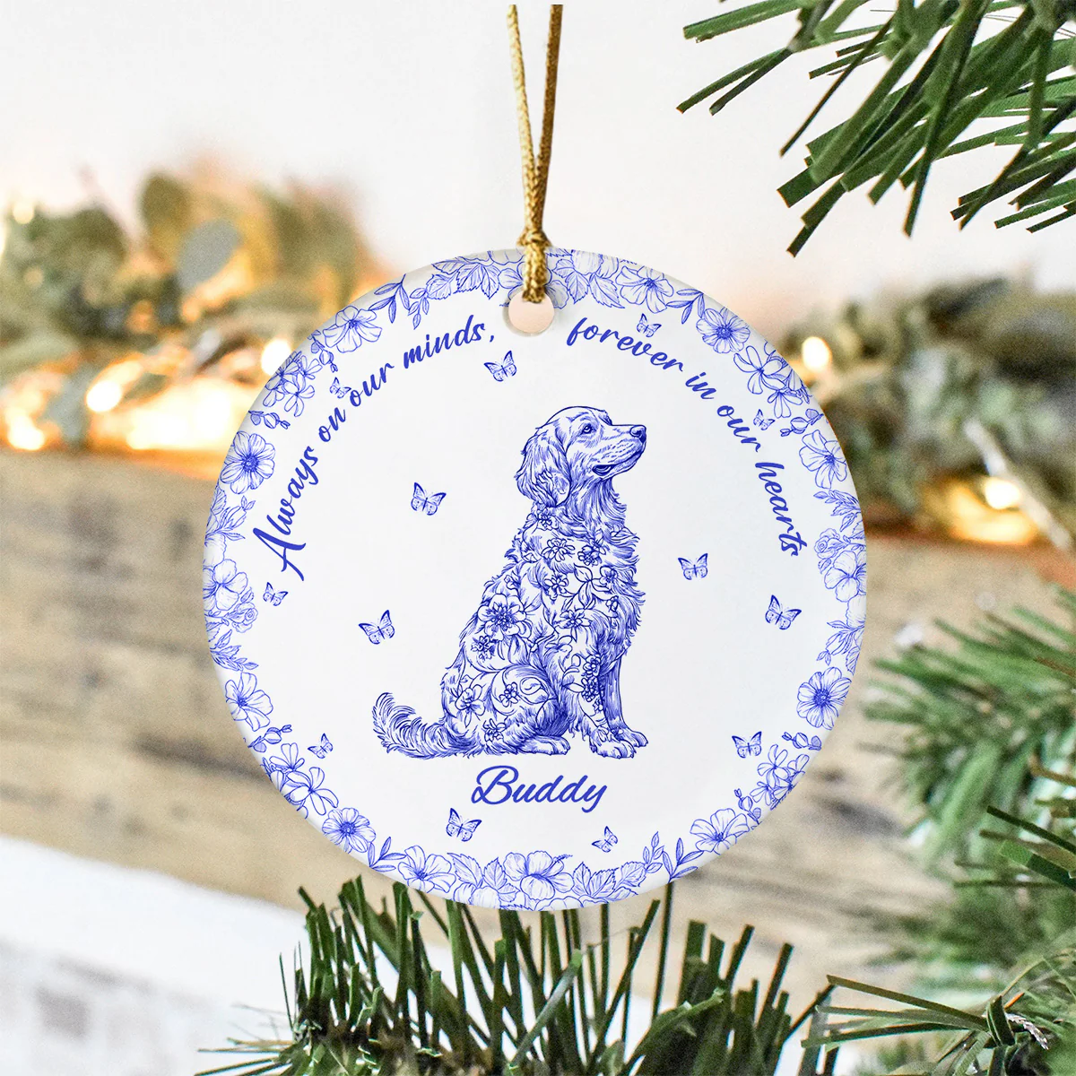 Custom Dog Breeds Not A Day Goes By Memorial Dog Toile De Jouy Style Ceramic Ornament HA75 897124 - Image 4