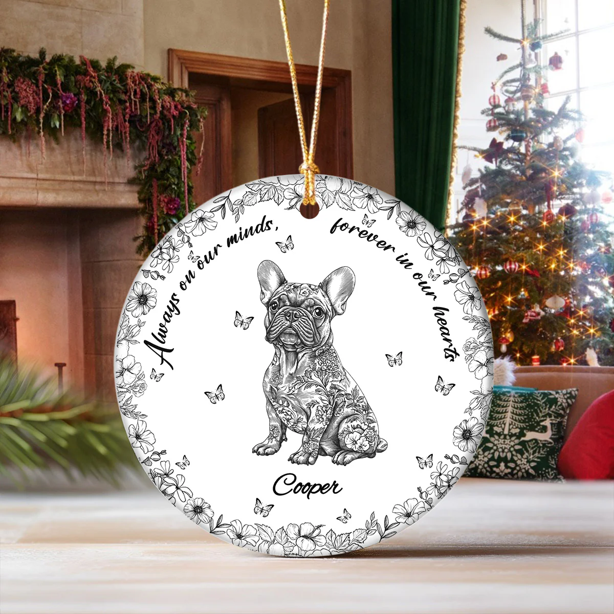 Custom Dog Breeds Not A Day Goes By Memorial Dog Toile De Jouy Style Ceramic Ornament HA75 897124 - Image 5
