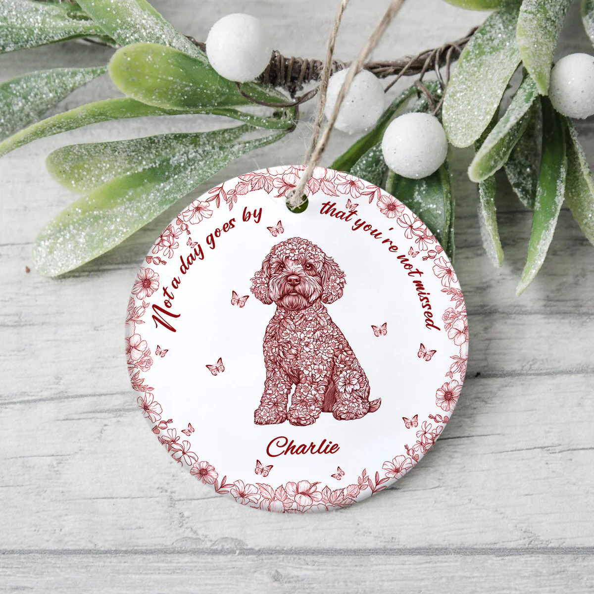 Custom Dog Breeds Not A Day Goes By Memorial Dog Toile De Jouy Style Ceramic Ornament HA75 897124 - Image 6