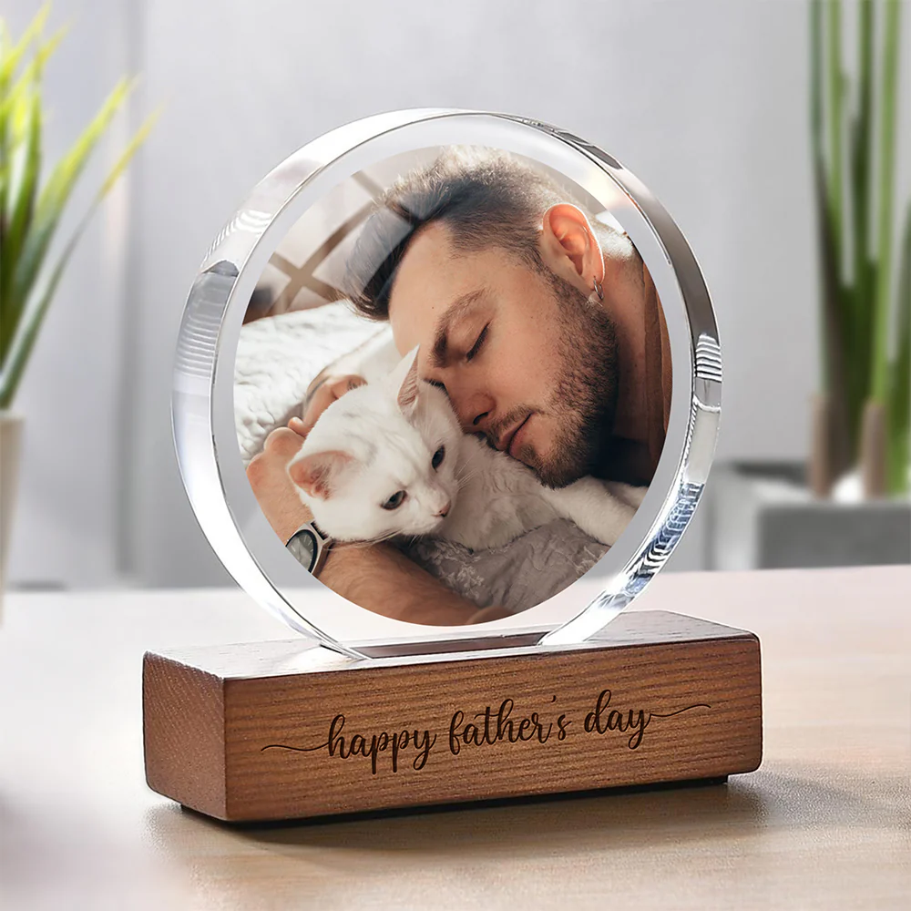 Custom Dog Cat Photo Round Acrylic Frame Block Father's Day Gift For Dad HA75 892438 - Image 8