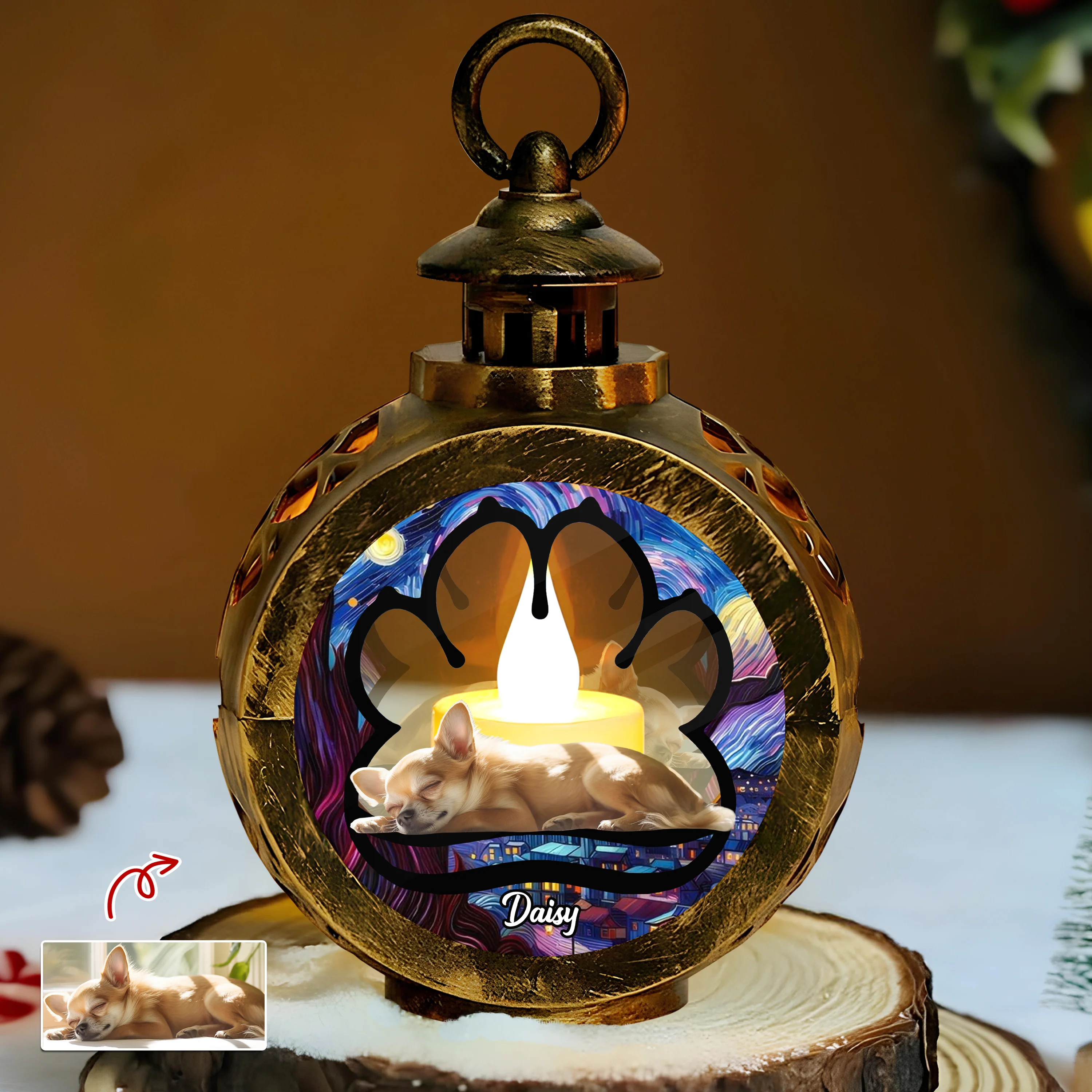 Custom Dog Photo Lay Here With Me Photo Christmas Lantern Ornament For Dog Lovers HA75 892918 - Image 3