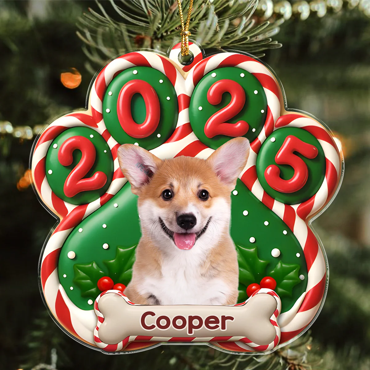 Custom Dog Photo Paw Christmas Acrylic Ornament For Dog Lovers HA75 897948 - Image 2