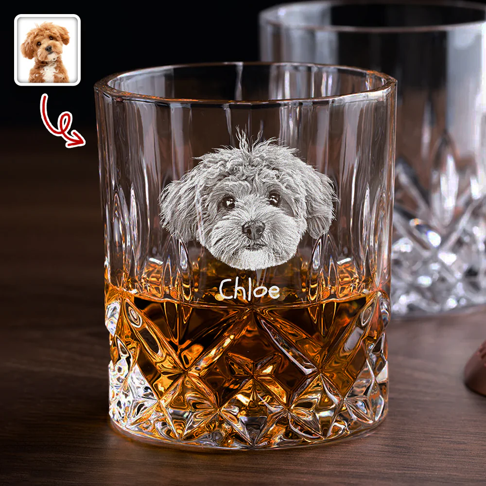 Custom Dog Photo Thank You For Being My Daddy Christmas Gift Engraved Whiskey Glass Set with Wooden Box HA75 898028 - Image 4