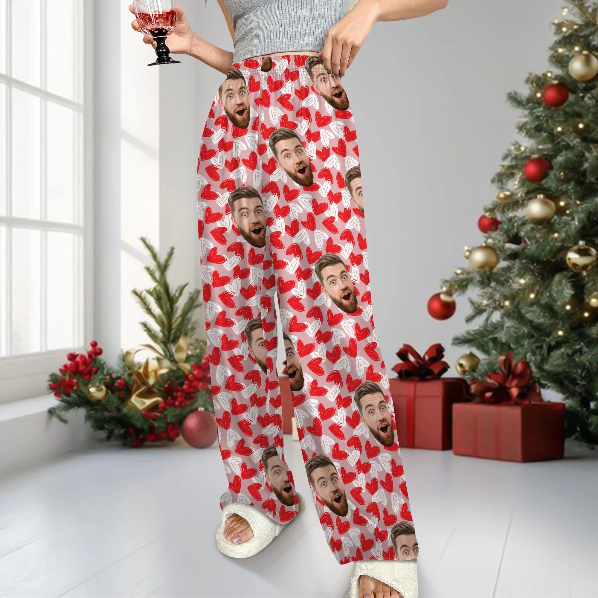 Custom Face Couple, Family, Dog, Cat Pants Christmas, Valentine Gift TA29 HA75 888717 - Image 3
