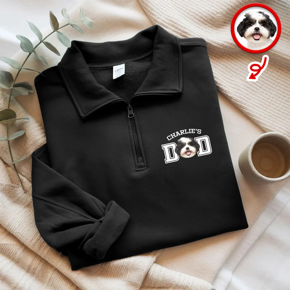 Custom Face Dog Cat Dad Printed Quarter Zip Sweater Gift For Dog Cat Lovers HA75 898608 - Image 8