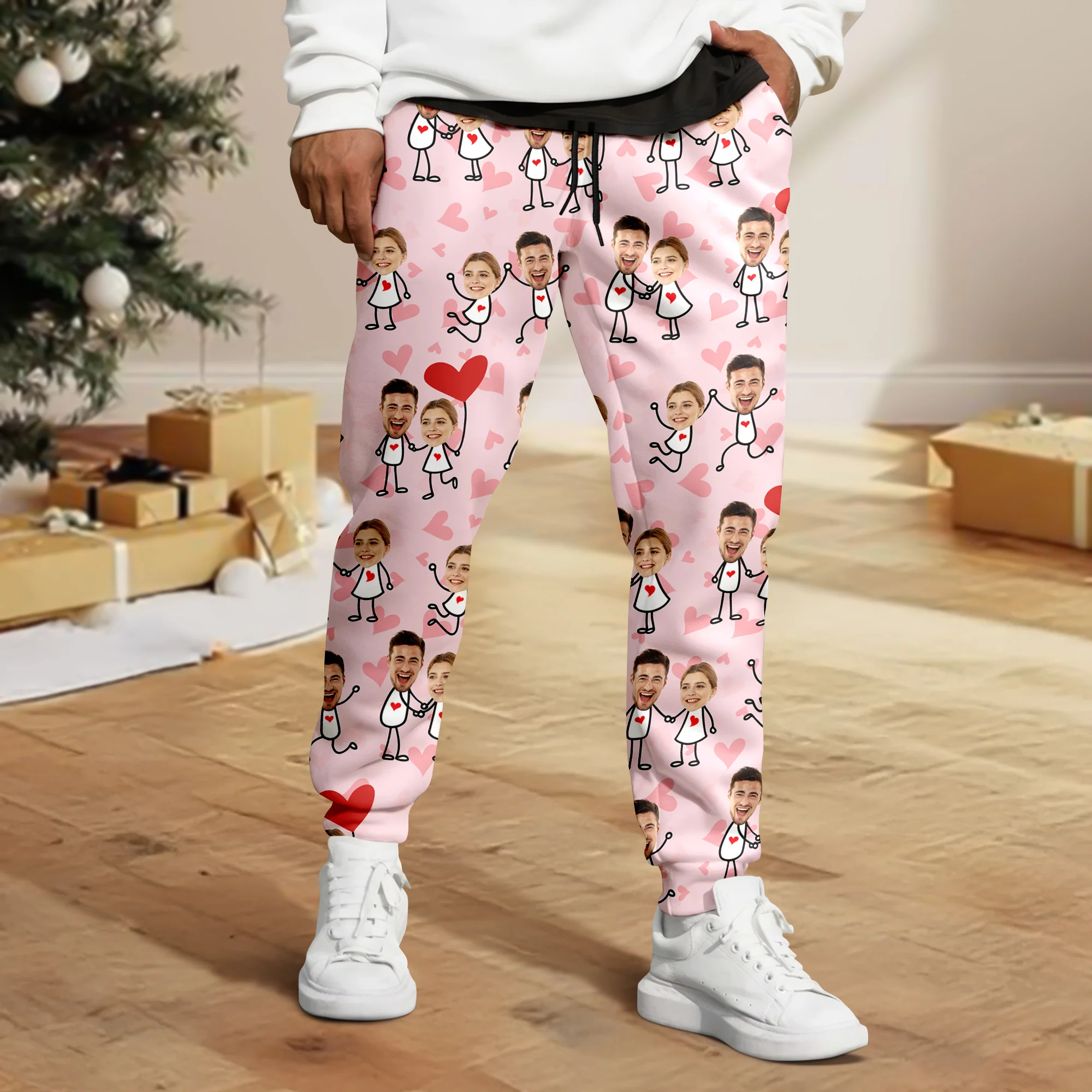 Custom Face Fun Couple Sweatpants Christmas Gift, Valentine Day's Gift HA75 898400 - Image 2