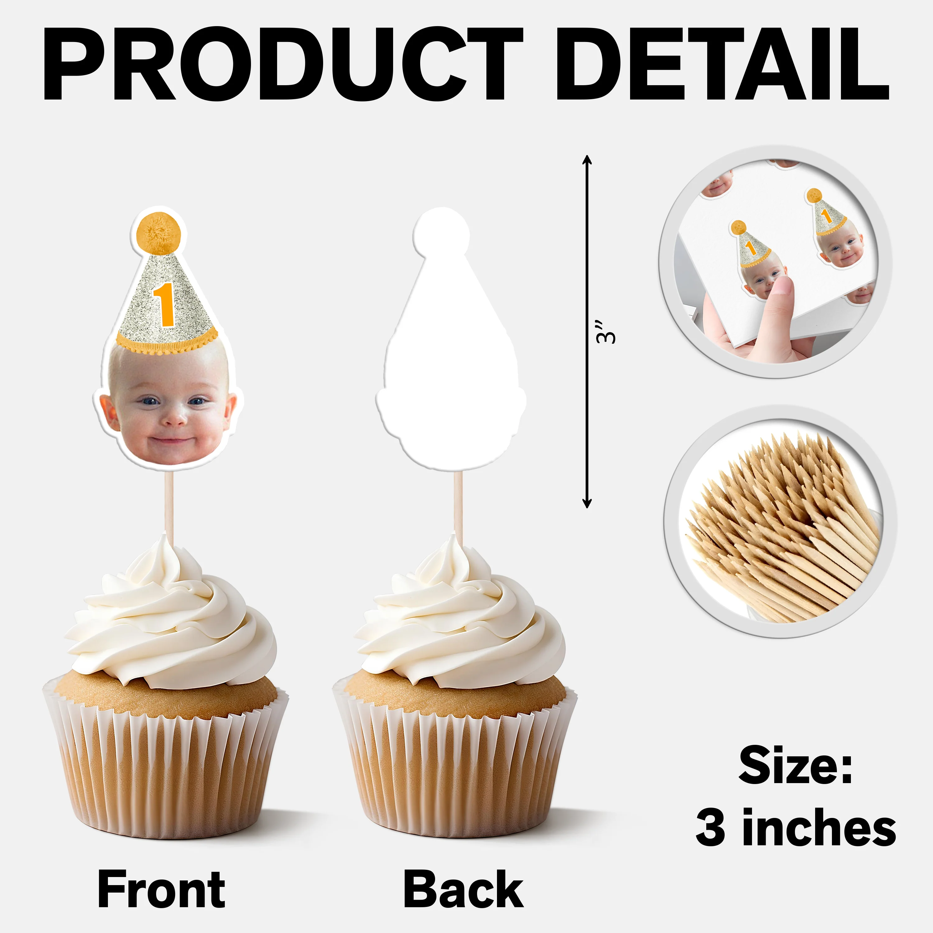 Custom Face Kid Birthday Decoration Cupcake Toppers HA75 892052 - Image 6