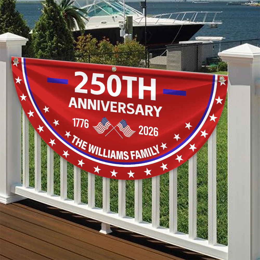 Custom Family Name 250th Anniversary 1776-2026 America Non-Pleated Fan Flag HA75 898792 - Image 3