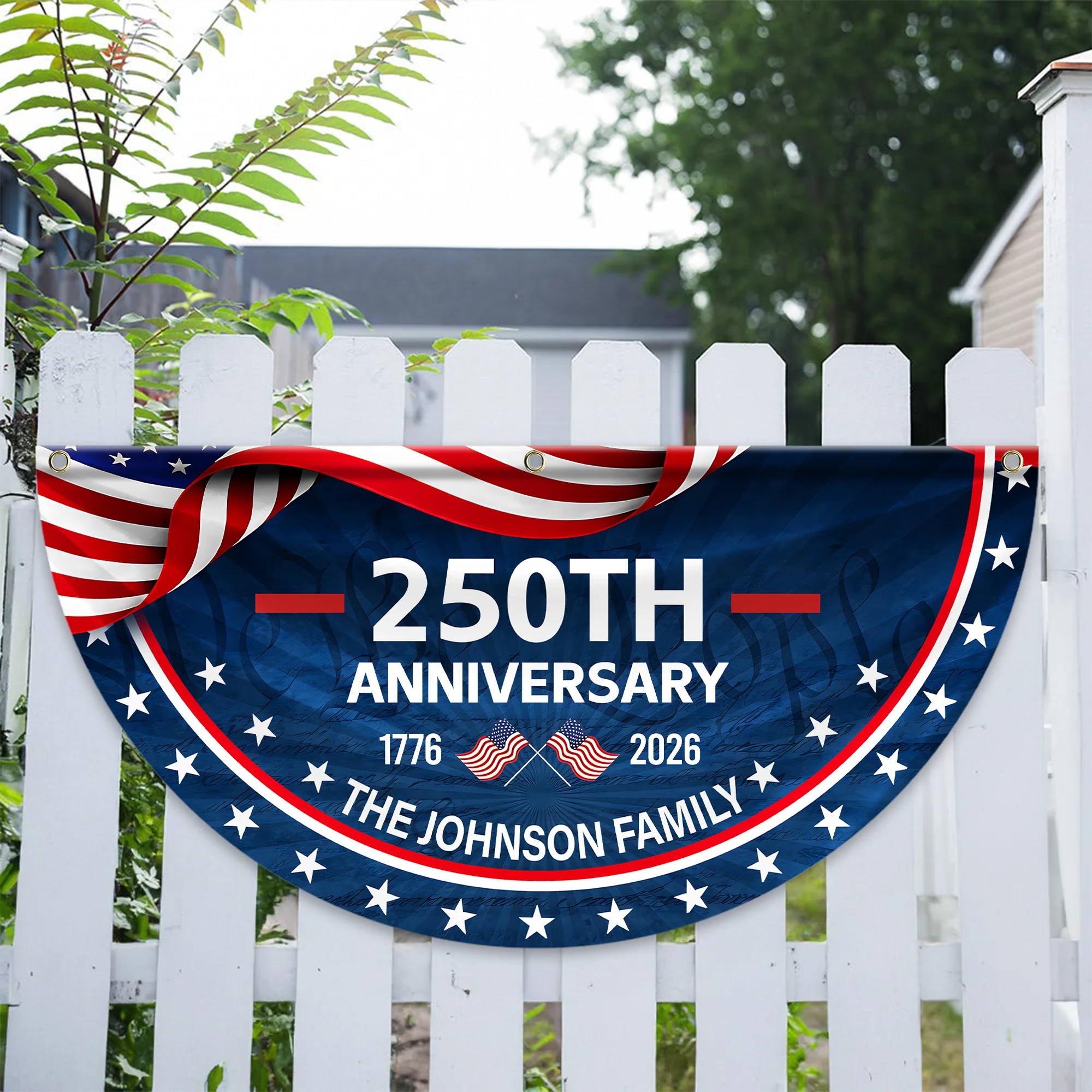 Custom Family Name 250th Anniversary 1776-2026 America Non-Pleated Fan Flag HA75 898792 - Image 7