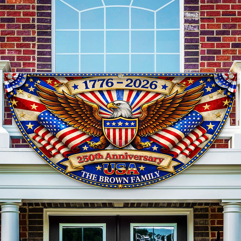 Custom Family Name America 250th Anniversary Non-Pleated Fan Flag HA75 921072 - Image 2