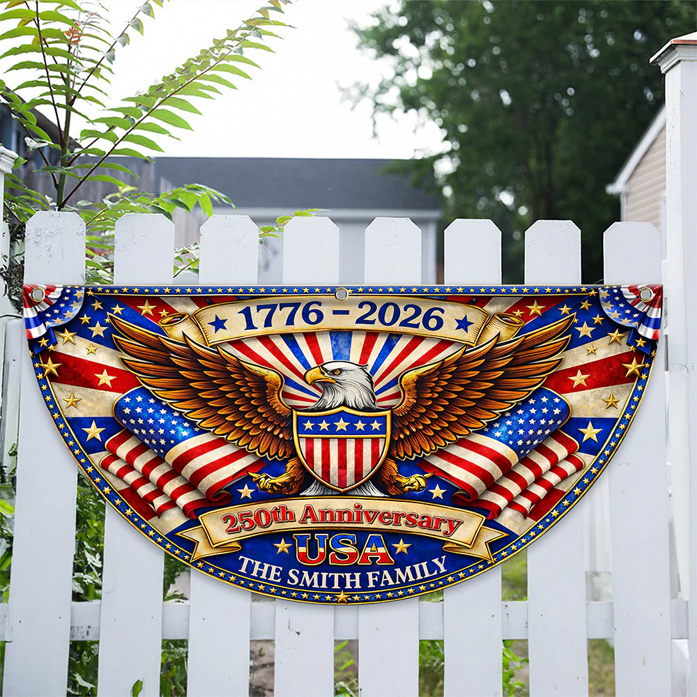 Custom Family Name America 250th Anniversary Non-Pleated Fan Flag HA75 921072 - Image 3