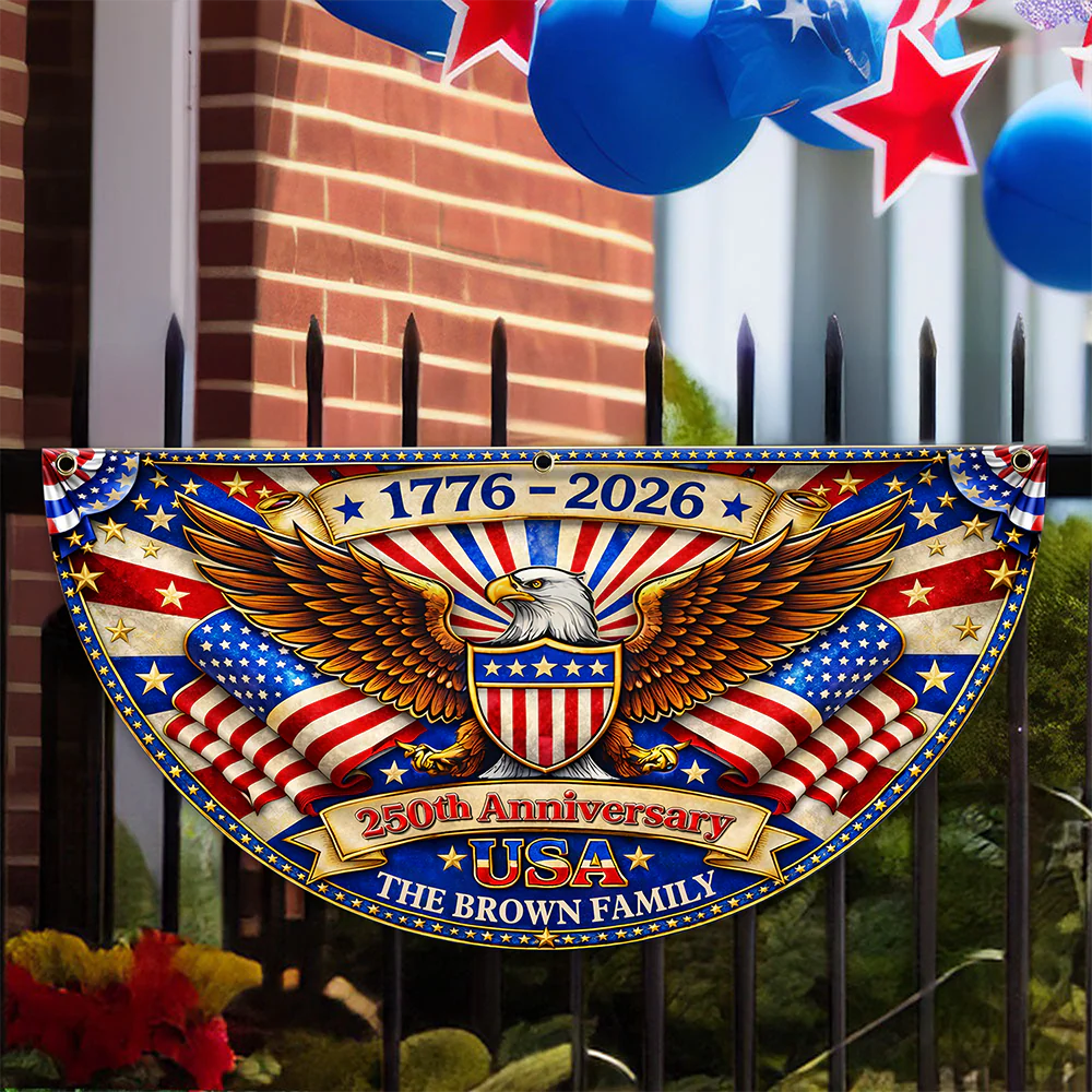 Custom Family Name America 250th Anniversary Non-Pleated Fan Flag HA75 921072 - Image 4