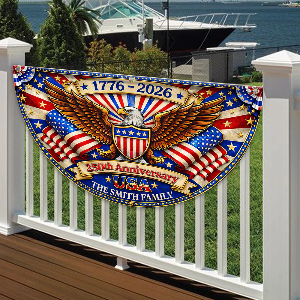 Custom Family Name America 250th Anniversary Non-Pleated Fan Flag HA75 921072 - Image 7