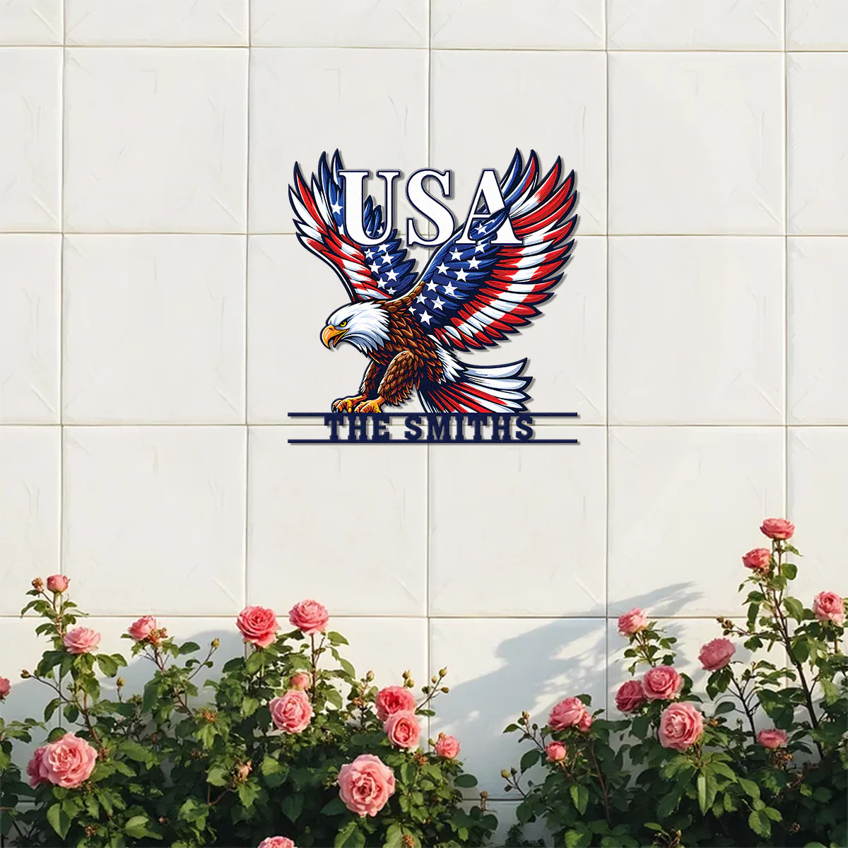 Custom Family Name Eagle & American Flag Monogram Metal Sign HA75 920512 - Image 5