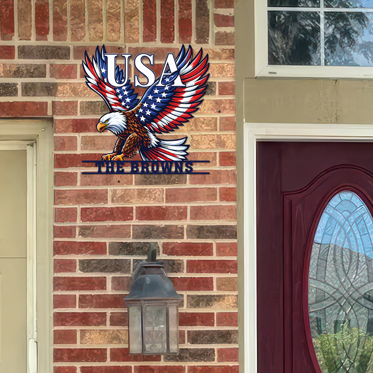 Custom Family Name Eagle & American Flag Monogram Metal Sign HA75 920512 - Image 7