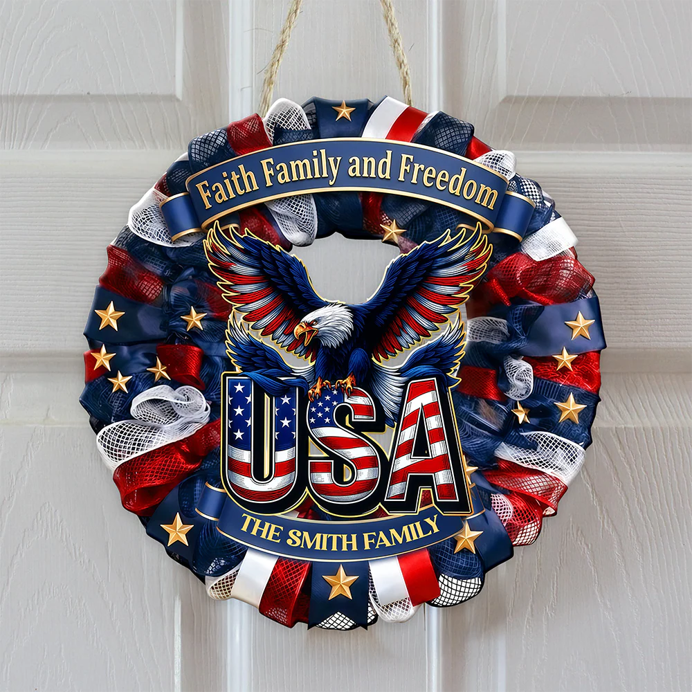 Custom Family Name Faith, Family & Freedom 250 Years America Door Sign HA75 920760