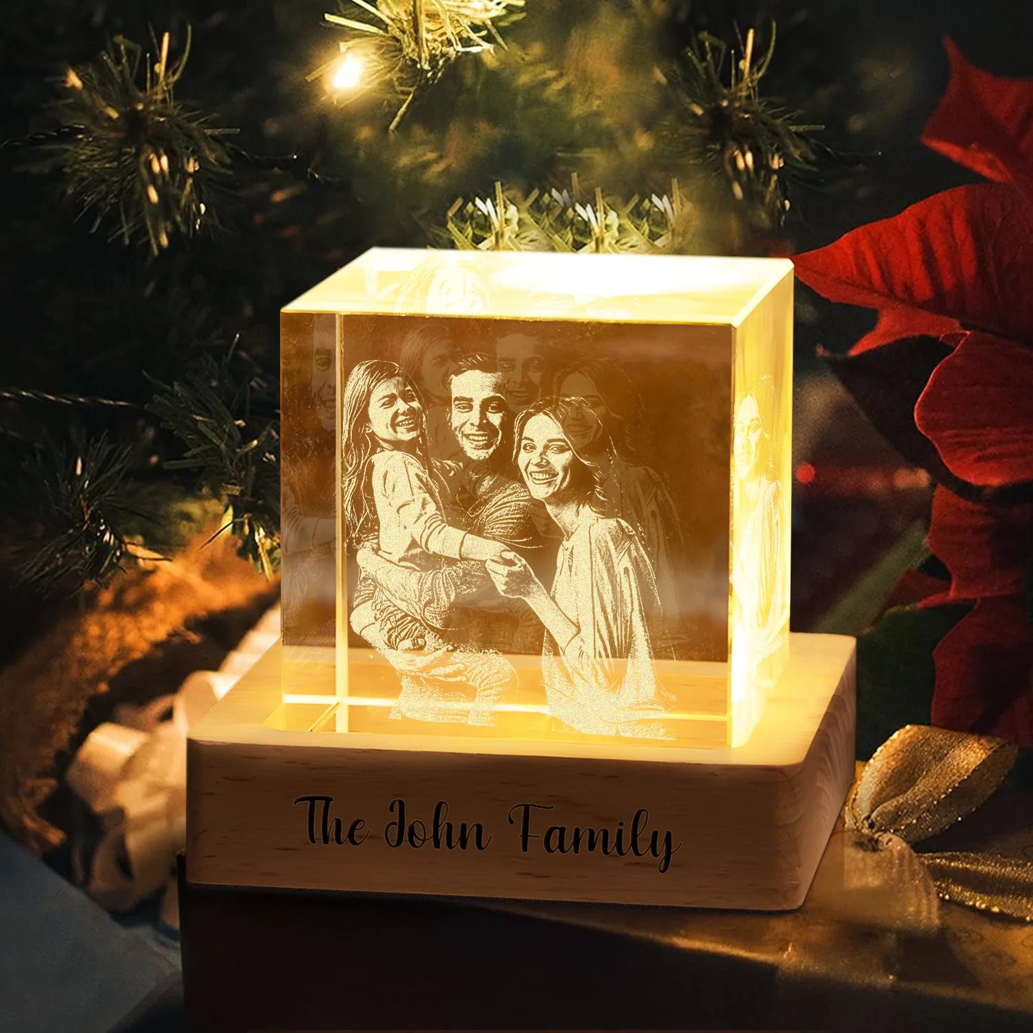 Custom Family Photo Engraved Crystal Photo With Light HA75 898206 - Image 3
