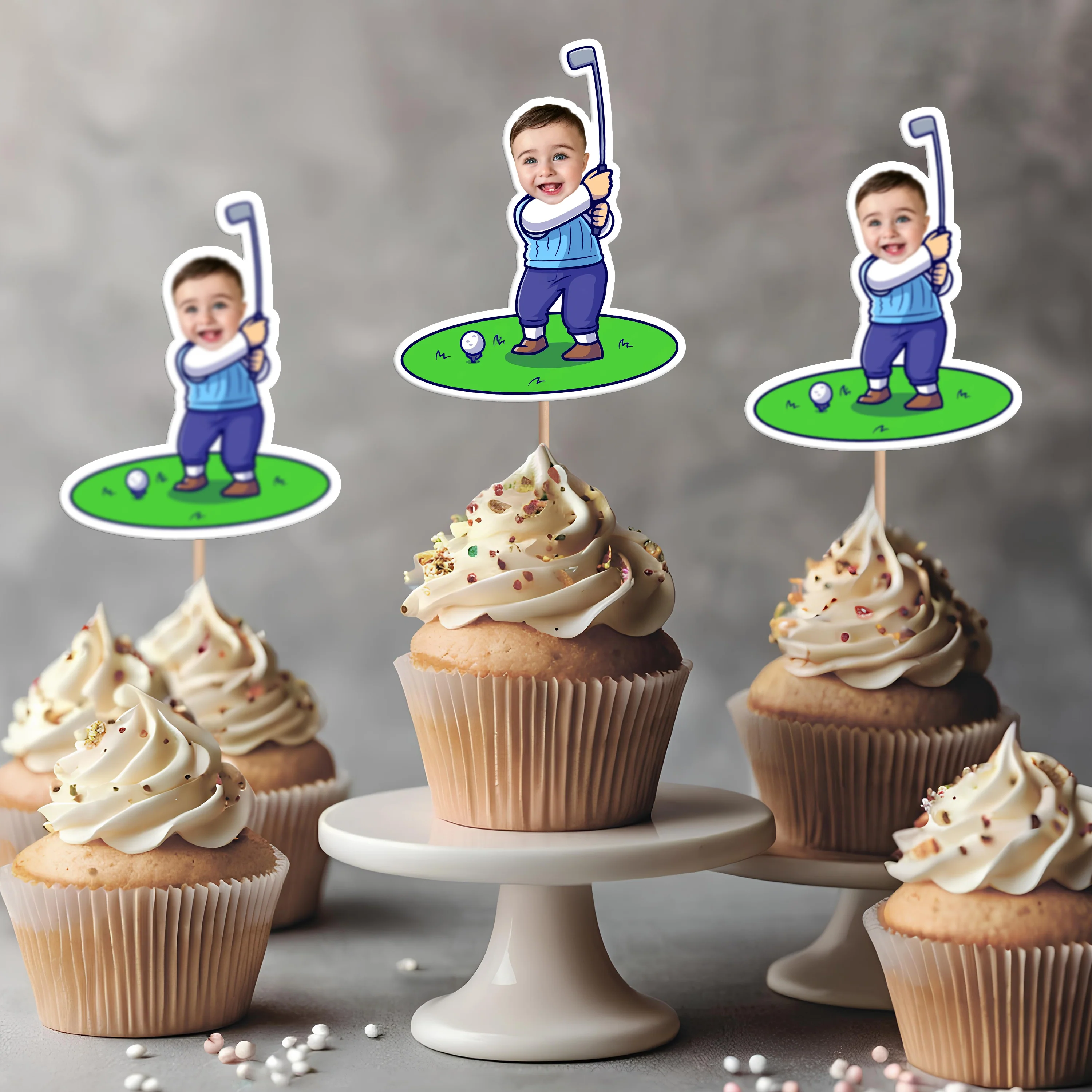 Custom Funny Face Golfer Cupcake Toppers Party Decoration HA75 892106 - Image 7
