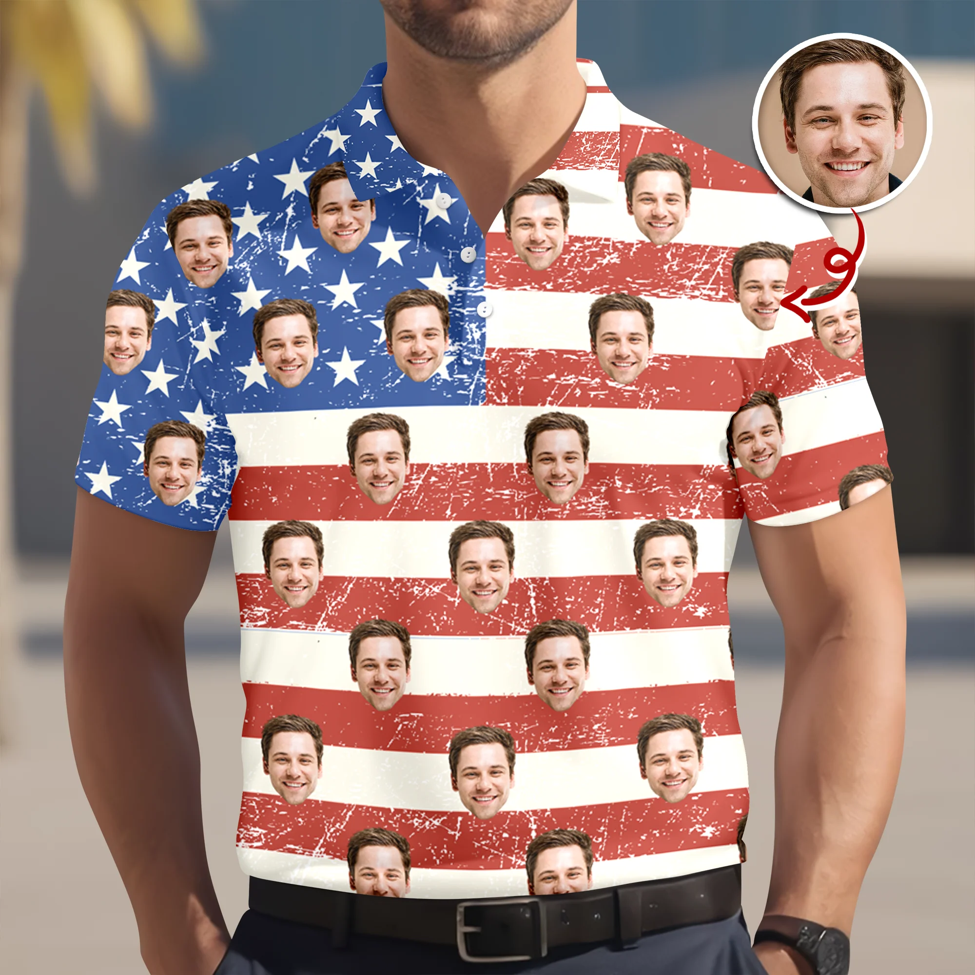Custom Funny Face US Flag Golf Polo Shirt Gift For Golfer, Golf Lovers HA75 898686 - Image 8