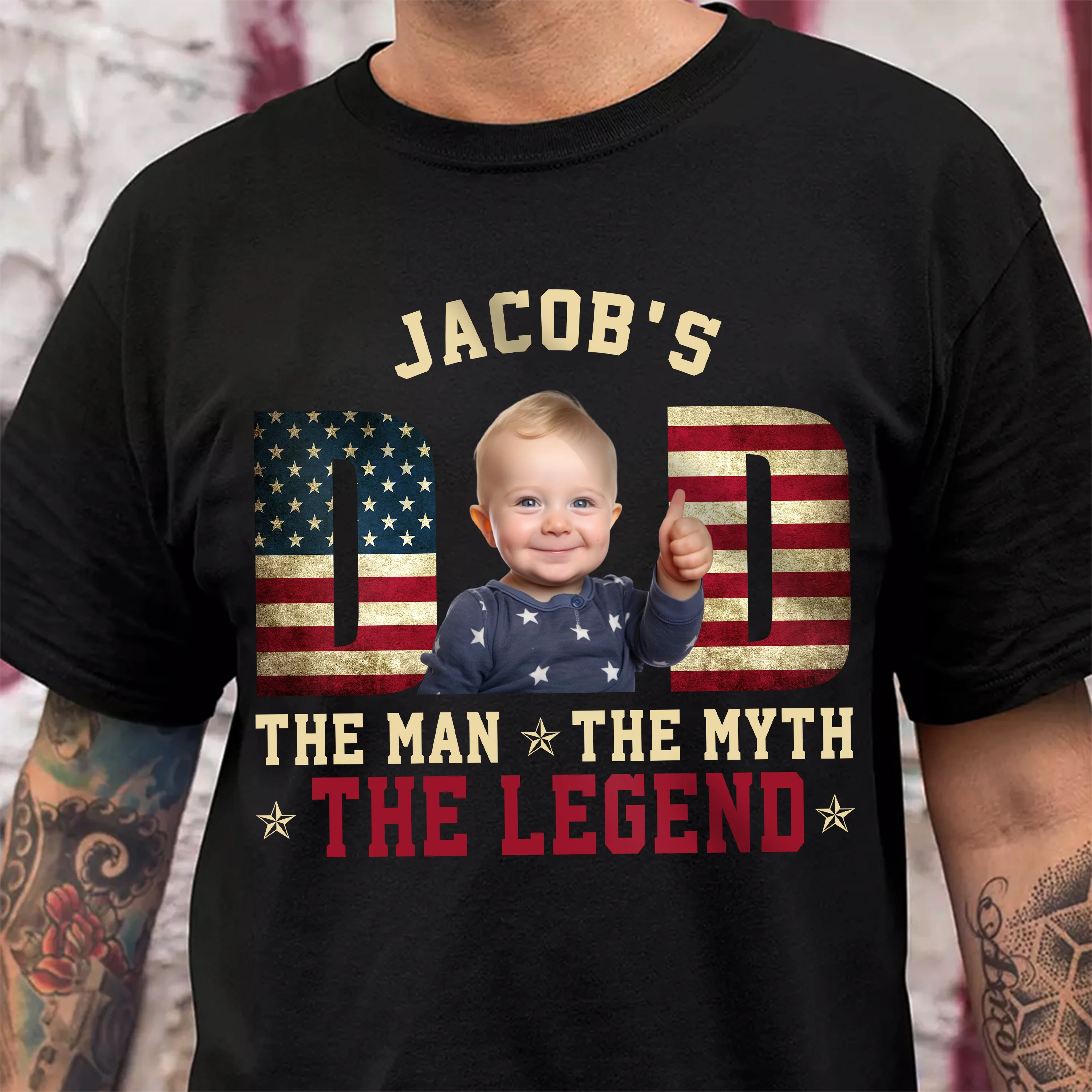 Custom Kid Photo - Dad, The Man The Myth The Legend Dad Shirt HA75 892416 - Image 4