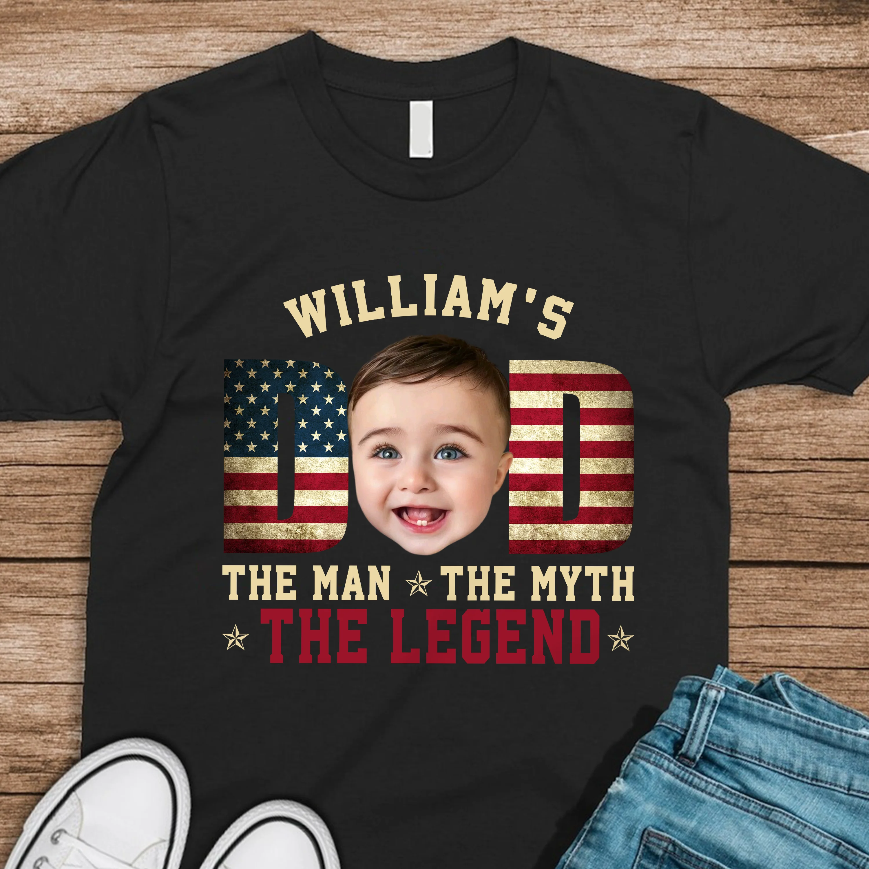 Custom Kid Photo - Dad, The Man The Myth The Legend Dad Shirt HA75 892416 - Image 6