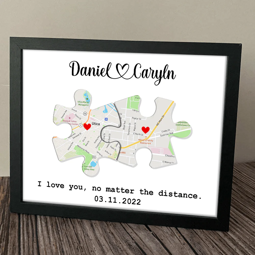 Custom Map Puzzle Piece Canvas Picture Frame Couple Valentine Gift HA75 891792 - Image 5