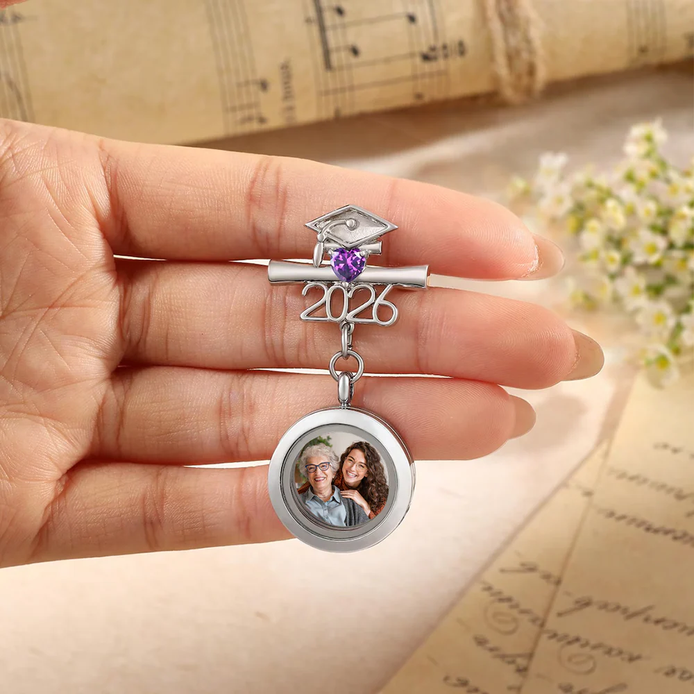 Custom Memorial Photo Walking With You Today and Always Graduation Birthstone Grad Gown Pin HA75 921078 - Image 6