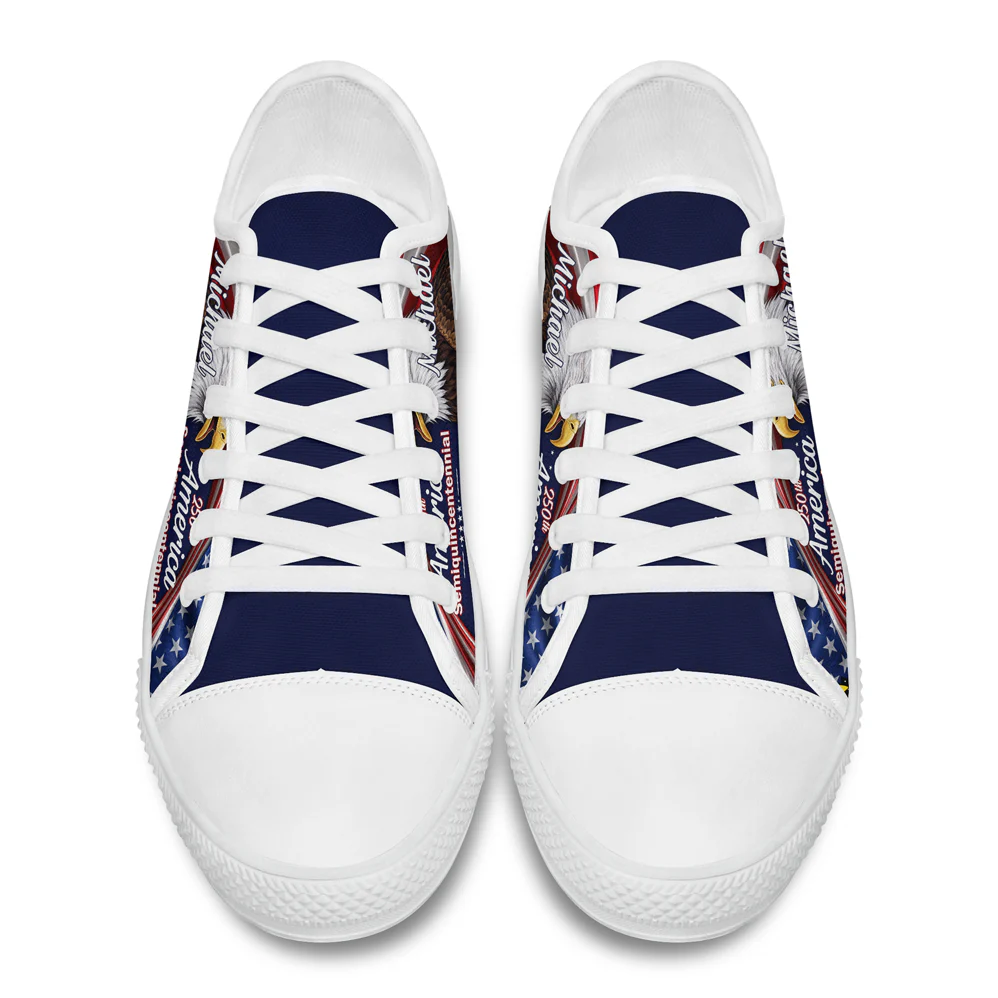 Custom Name American Pride Patriotic 250th Anniversary Eagle Canvas Shoes HA75 921048 - Image 3