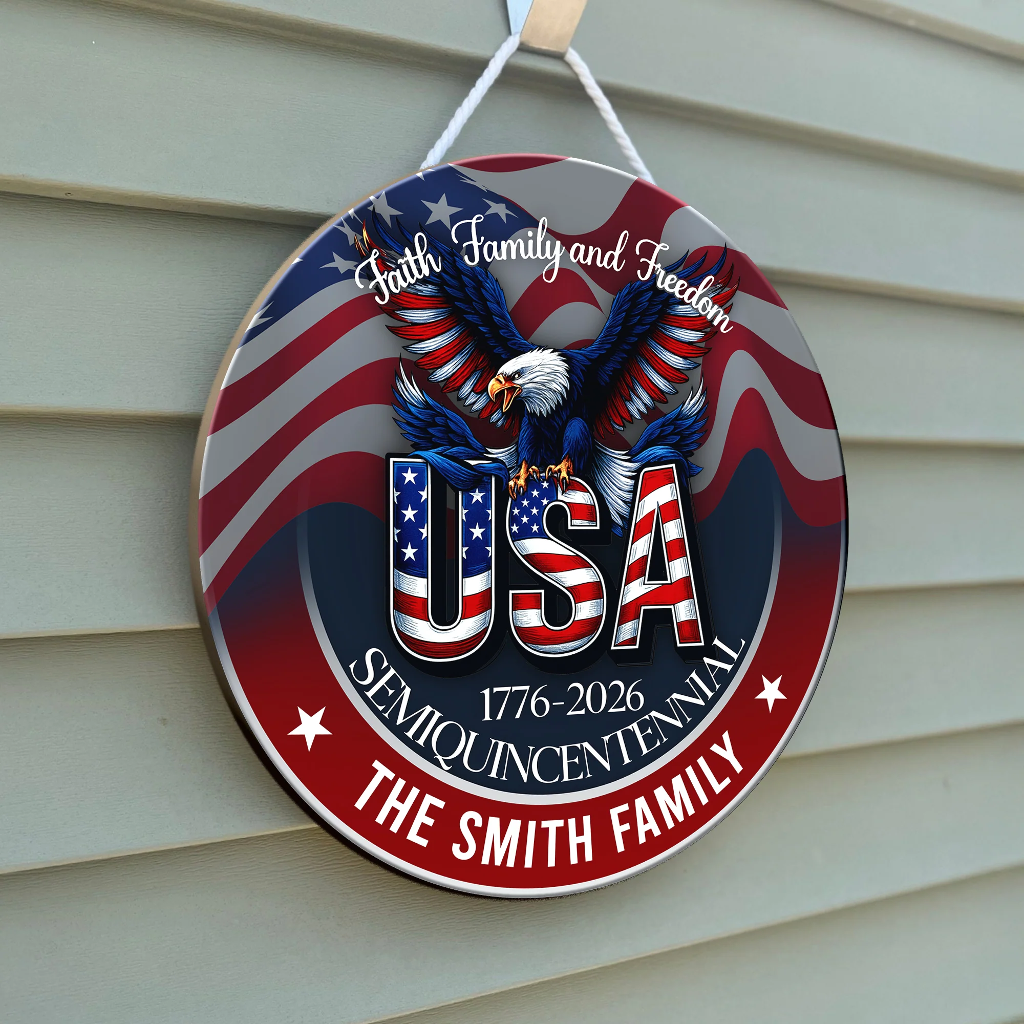 Custom Name Faith, Family & Freedom America Personalized Door Sign HA75 898484 - Image 4