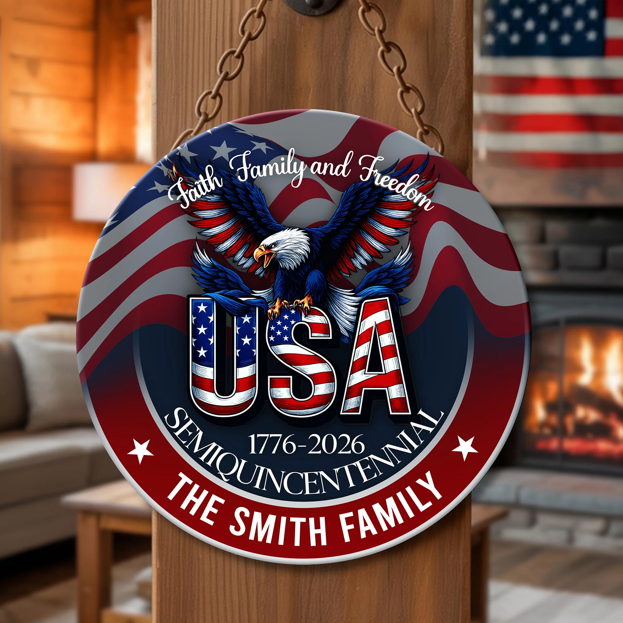 Custom Name Faith, Family & Freedom America Personalized Door Sign HA75 898484 - Image 6