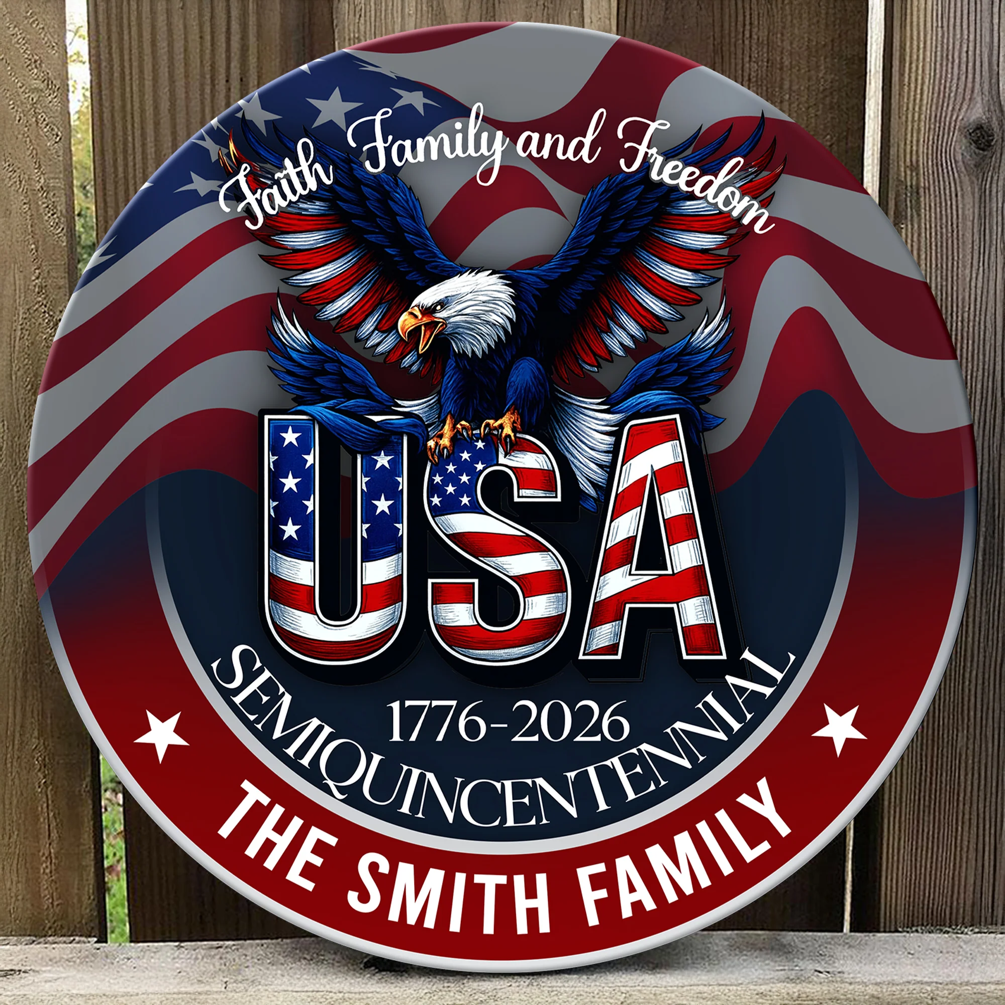 Custom Name Faith, Family & Freedom America Personalized Door Sign HA75 898484 - Image 7
