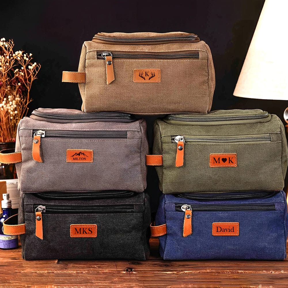 Custom Name Men's Canvas Toiletry Bag Personalized Valentine Gift, Father's Day Gift For Him HA75 891796 - Image 2