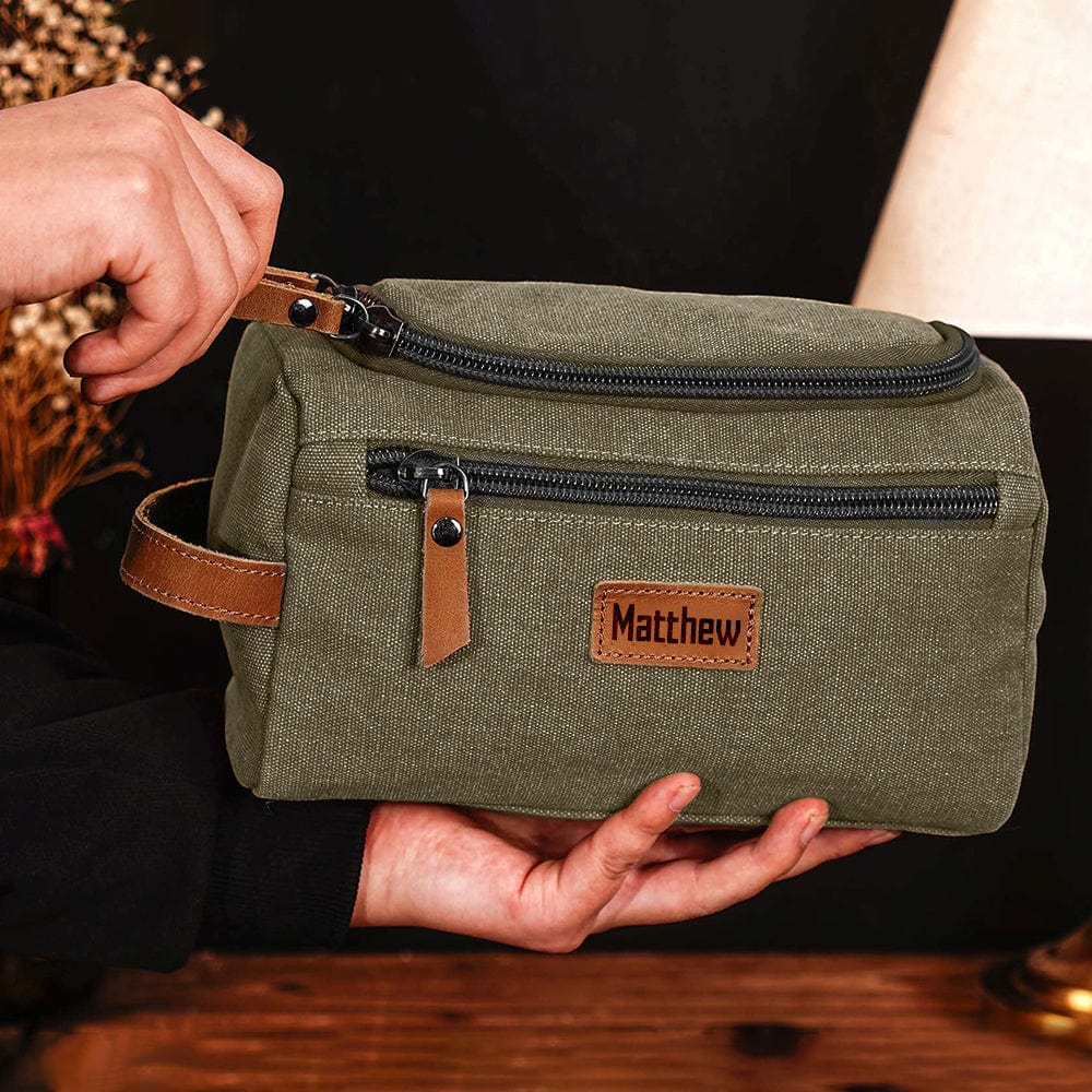 Custom Name Men's Canvas Toiletry Bag Personalized Valentine Gift, Father's Day Gift For Him HA75 891796 - Image 9