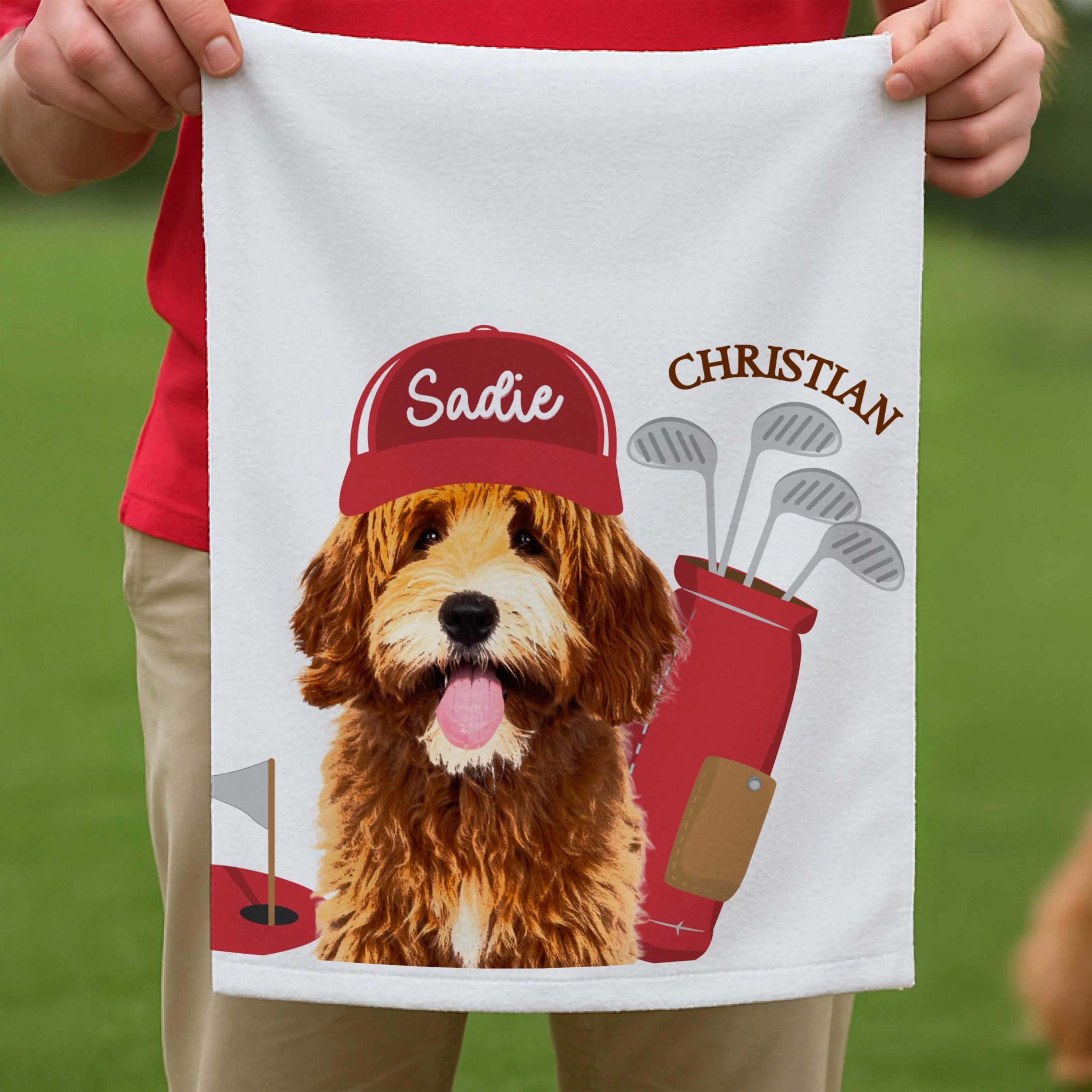 Custom Pet Golf Towel with Pet Photo, Personalized Dog Towel, Custom Cat Cotton Golf Towel HA75 898506 - Image 2