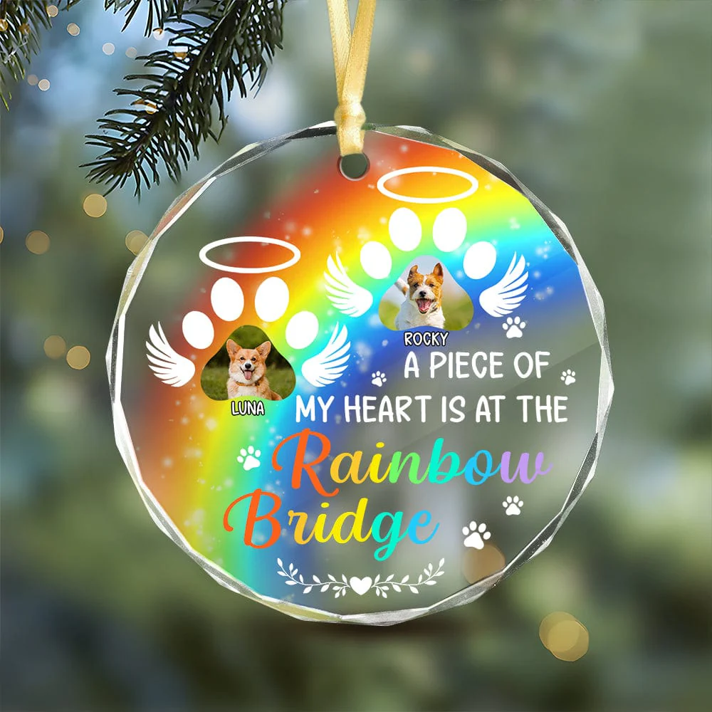 Custom Photo A Piece Of My Heart Memorial Dog Glass Ornament HA75 891498 - Image 2