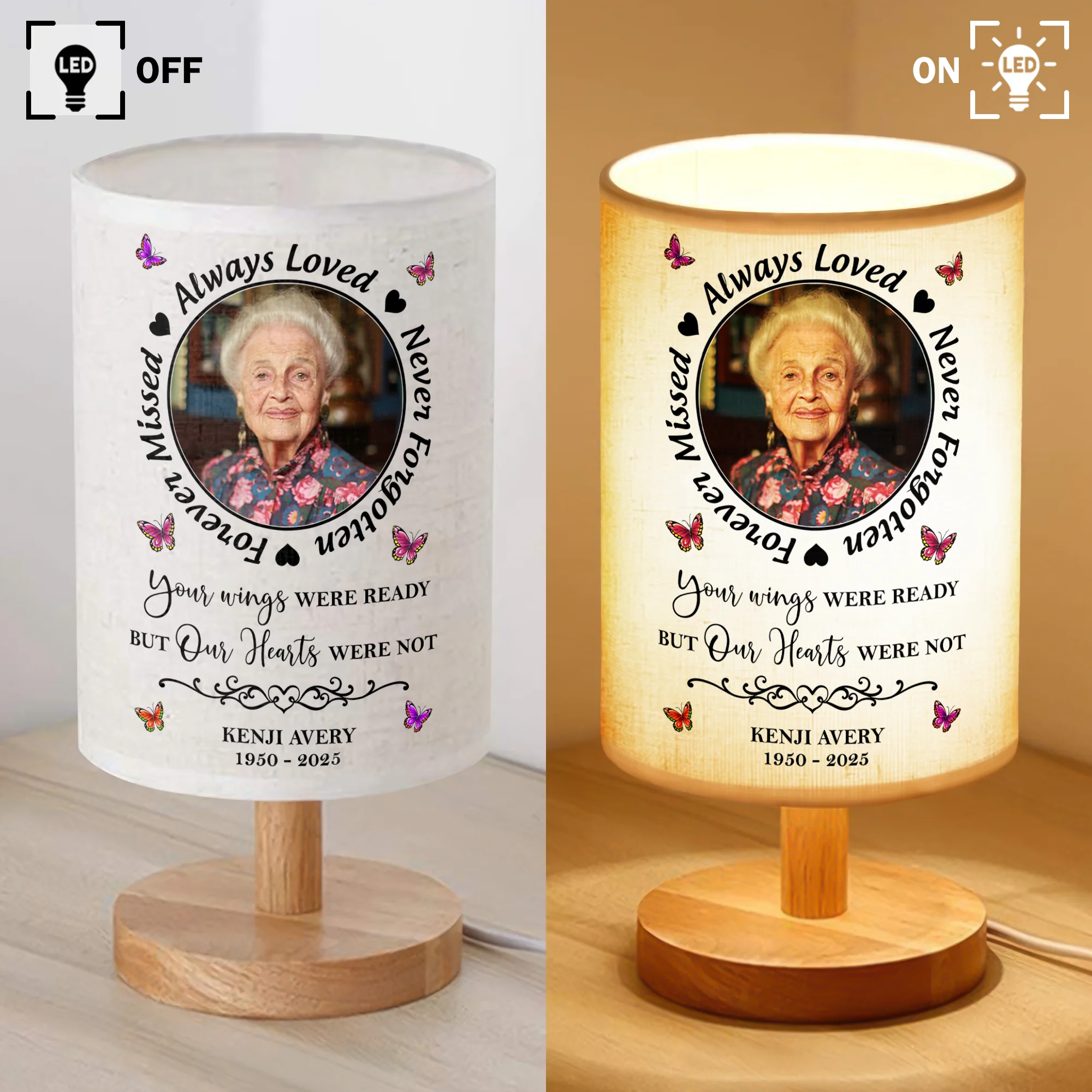 Custom Photo Always In Our Thoughts Memorial Fabric Lamp HA75 892358 - Image 3