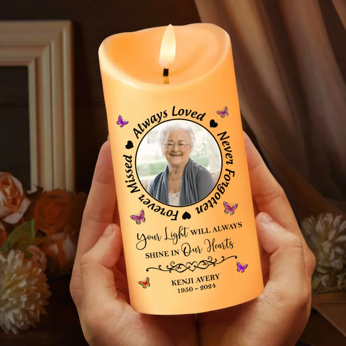Custom Photo Always In Our Thoughts Memorial LED Candle HA75 891660