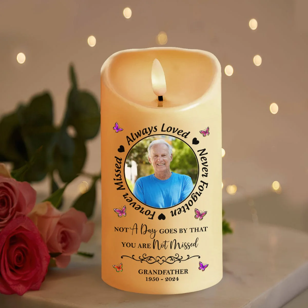 Custom Photo Always In Our Thoughts Memorial LED Candle HA75 891660 - Image 2