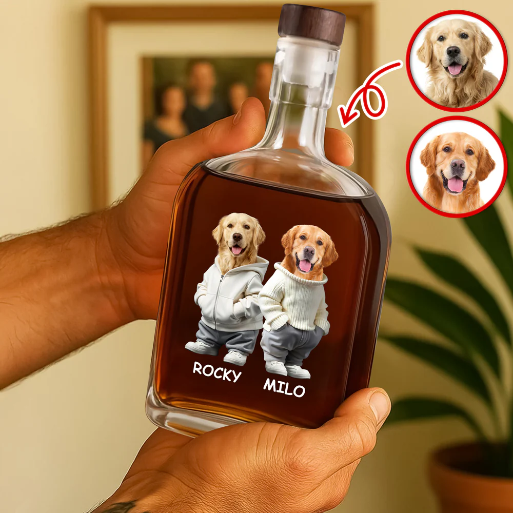 Custom Photo And Name Dog Whiskey Bottle For Dog, Pet Lovers HA75 897578 - Image 2