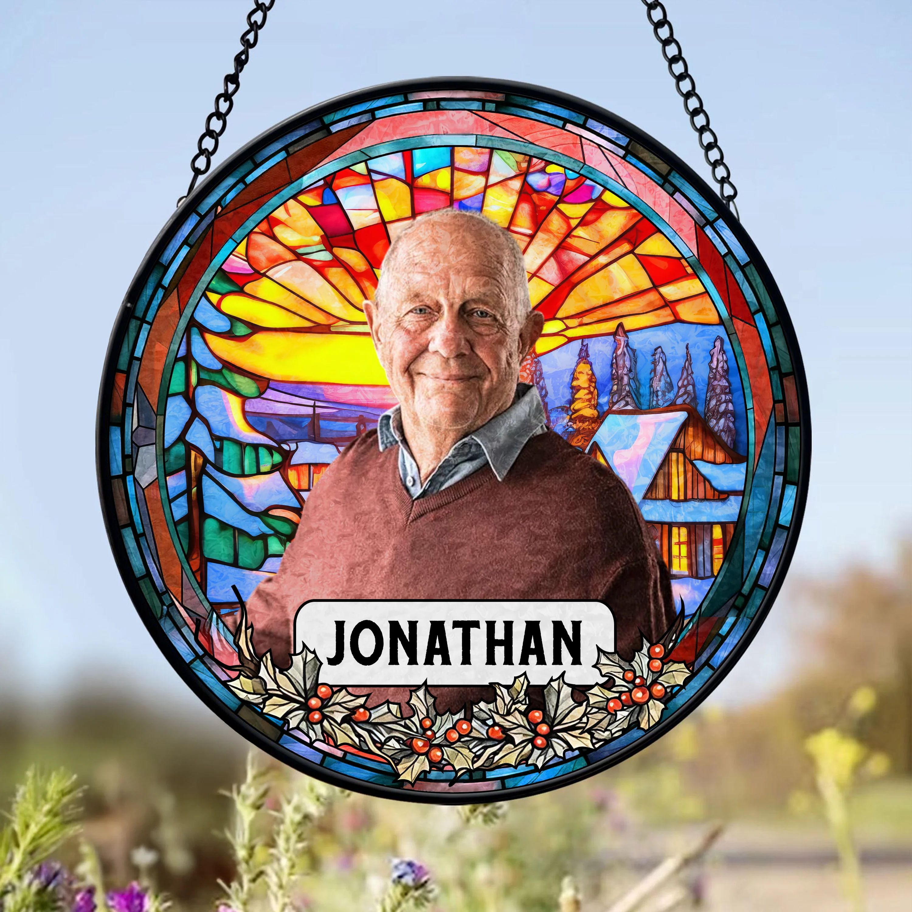 Custom Photo and Name Grandparent Memorial Stained Glass Suncatcher HA75 897150 - Image 2