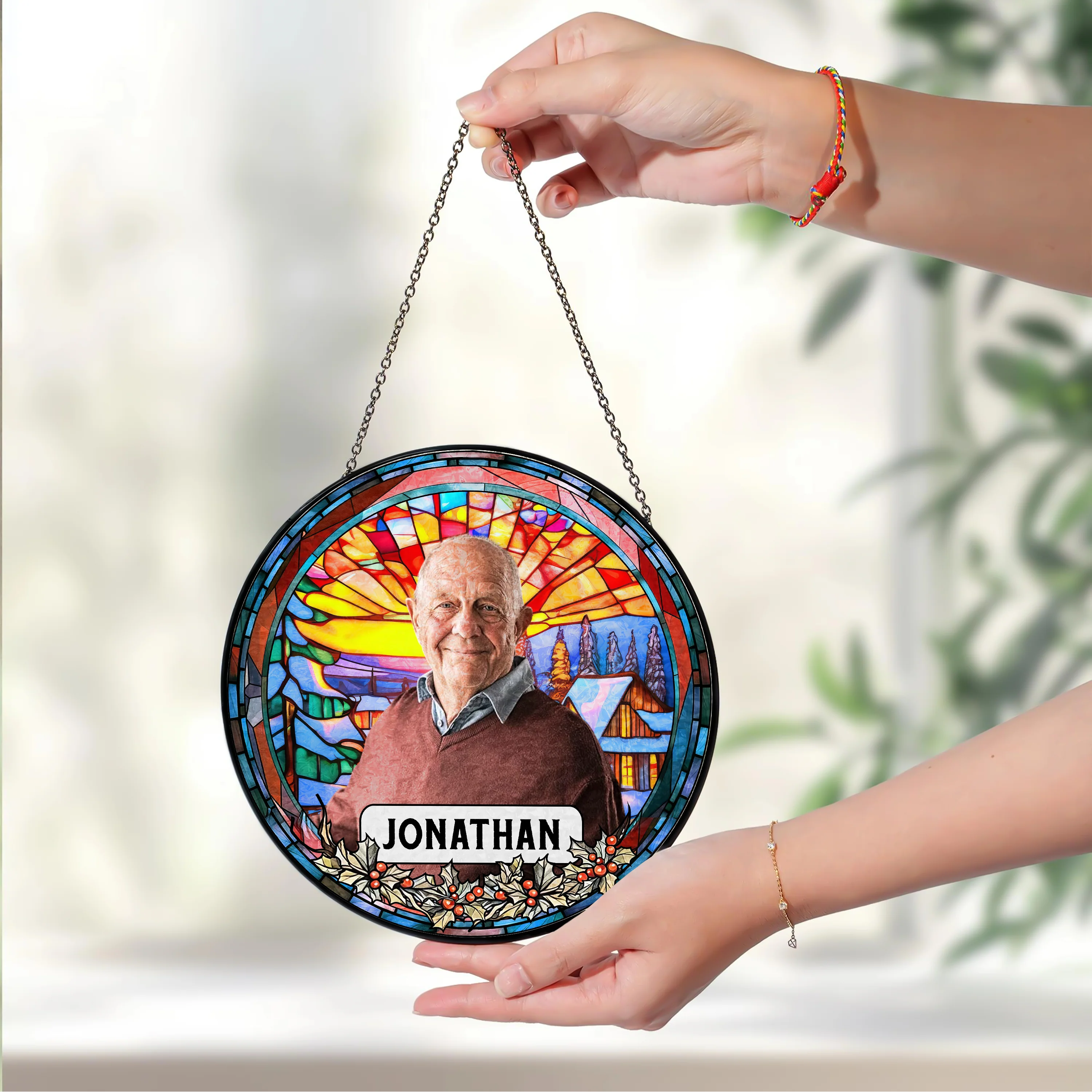 Custom Photo and Name Grandparent Memorial Stained Glass Suncatcher HA75 897150 - Image 5