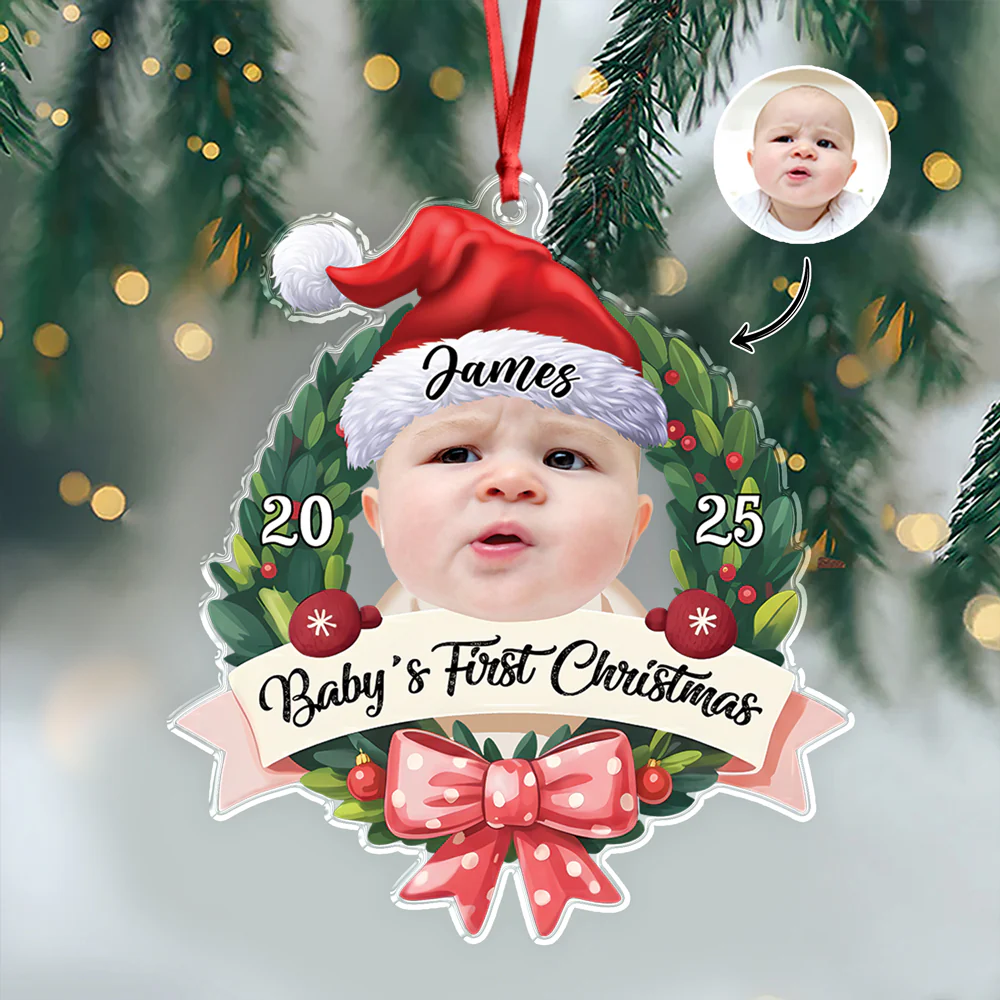 Custom Photo Baby's First Christmas Acrylic Ornament New Born Gift HA75 897484 - Image 4