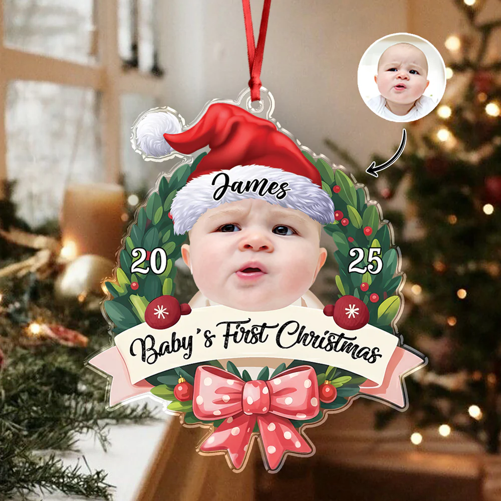 Custom Photo Baby's First Christmas Acrylic Ornament New Born Gift HA75 897484 - Image 8