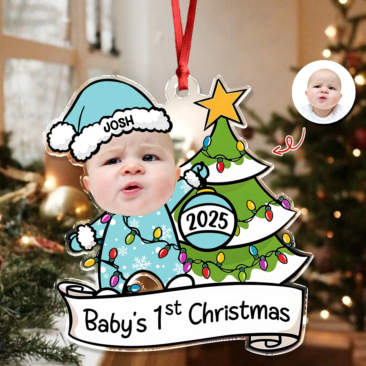 Custom Photo Baby's First Christmas Personalized Acrylic Ornament New Born Gift HA75 892860 - Image 2