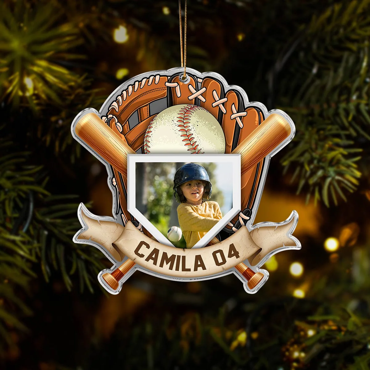 Custom Photo Baseball Son Acrylic Ornament HA75 891056 - Image 2
