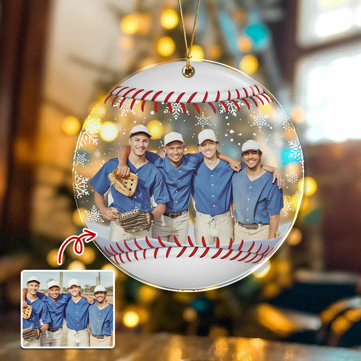Custom Photo Baseball Team Softball Team Christmas Acrylic Ornament Gift HA75 897140 - Image 3