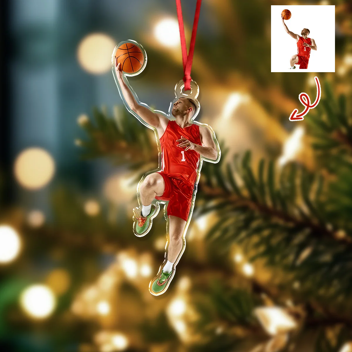 Custom Photo Basketball Players Acrylic Ornament Christmas Decorations HA75 897656 - Image 8