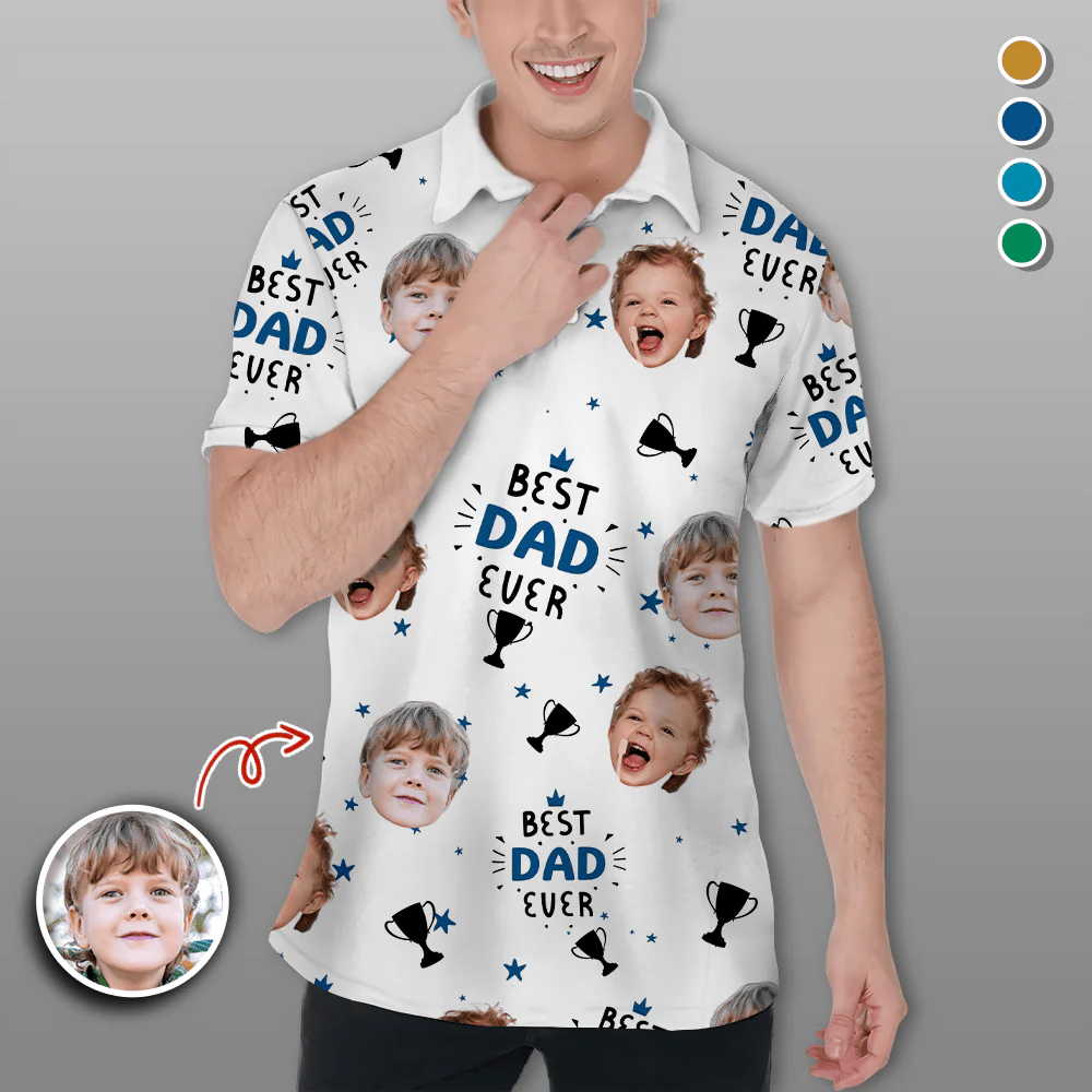 Custom Photo Best Dad Ever Polo Shirt HA75 890612 - Image 3
