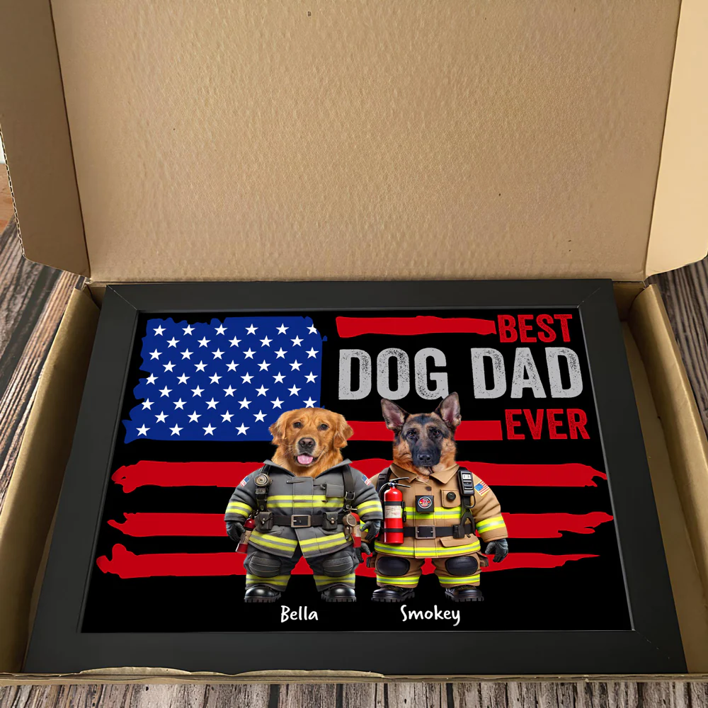 Custom Photo Best Dog Cat Dad Ever US Flag Picture Frame Uniform Ver HA75 892190 - Image 4